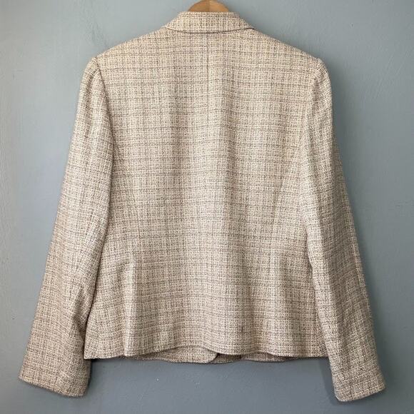 Talbots Size 12 Beige Linen Tweed Jacket Blazer Minimalist Office Old Money - Picture 5 of 13
